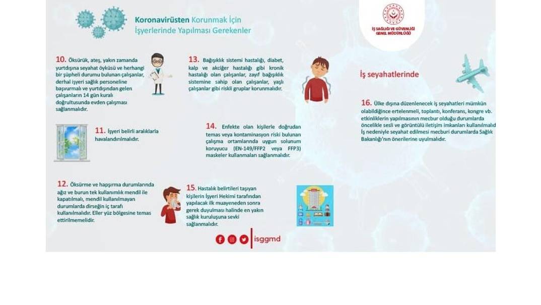 8. 16 RULES TO BE OBSERVED IN THE WORKPLACE TO PROTECT AGAINST THE CORONAVIRUS ARE AS FOLLOWS: